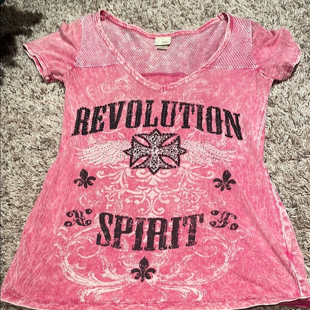 Daytrip Pink Graphic Cap Sleeve Tee
